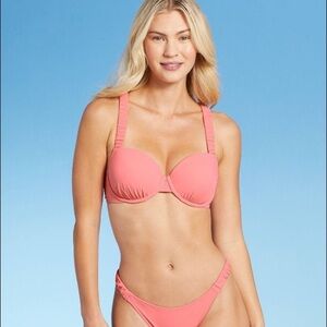 Shade & Shore Guava Pink Light Lift Keyhole Bikini Top